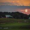 Sunset view of the 18th green at Eagle Glen Golf Course.