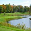 A view of a green with water coming into play at The Lakes Golf Course.