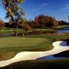 A fall view of green with water coming into play at Strategic Fox Course from Fox Hills Golf Center