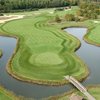 Aerial view of hole #7 and #8 at Hidden River Golf & Casting Club
