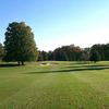 A view of green protected by bunkers at Ella Sharp Park Golf Course