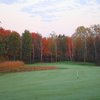 A fall view of green #16 from fairway at Timbers Golf Course