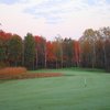 A fall view of green #16 from fairway at Timbers Golf Course