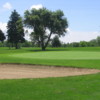 View of a hole and bunker at Crestview Golf Course