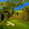 Aerial view of the 14th green at Island Hills Golf Club