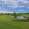 A view of a green surrounded by water at Tanglewood - The Lion Golf Club - North Course