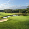 View from the par-5, 563 yards 18th hole on the Alpine course at Boyne Mountain