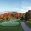 A fall day view of a tee at The Wolverine Course from Grand Traverse Resort & Spa
