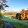A fall day view of a fairway at Manitou Passage Golf Club.