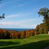 A fall day view of a tee at Birchwood Farms Golf & Country Club.