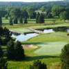 A view of a green protected by bunkers at Evergreen Resort.