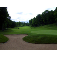 The uphill par-5 15th hole on the Cedar River golf course at Shanty Creek Resorts in Bellaire, Mich.