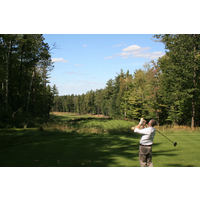 Timberstone Golf Course features many tree-lined fairways and elevated tee shots, like the par-4 eighth hole. 