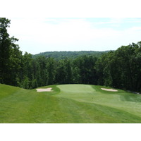 The downhill first hole at Thousand Oaks Golf Club in Grand Rapids.