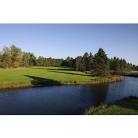The fifth hole on the Reflections Course at Garland Lodge and Resort is a treacherous par 5 that plays across two ponds. 