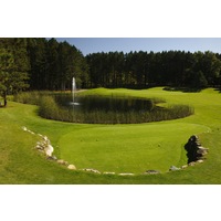 The seventh hole on the Fountains Course at Garland Lodge and Resort is a long par 5 that stretches to 580 yards. 