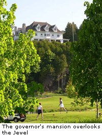 The governor's mansion overlooks the Jewel